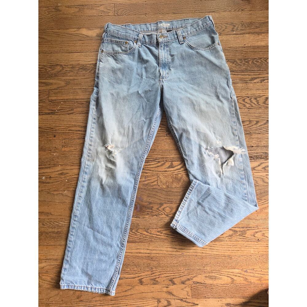 Carhartt Relaxed Fit Jeans Mens Size 36W 32L Lightwash destressed 100% cotton‎